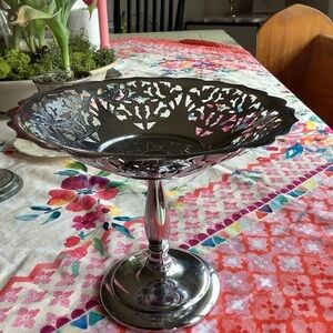 Vintage Krome Kraft Farber Bros Silver Compote Pedestal Dish